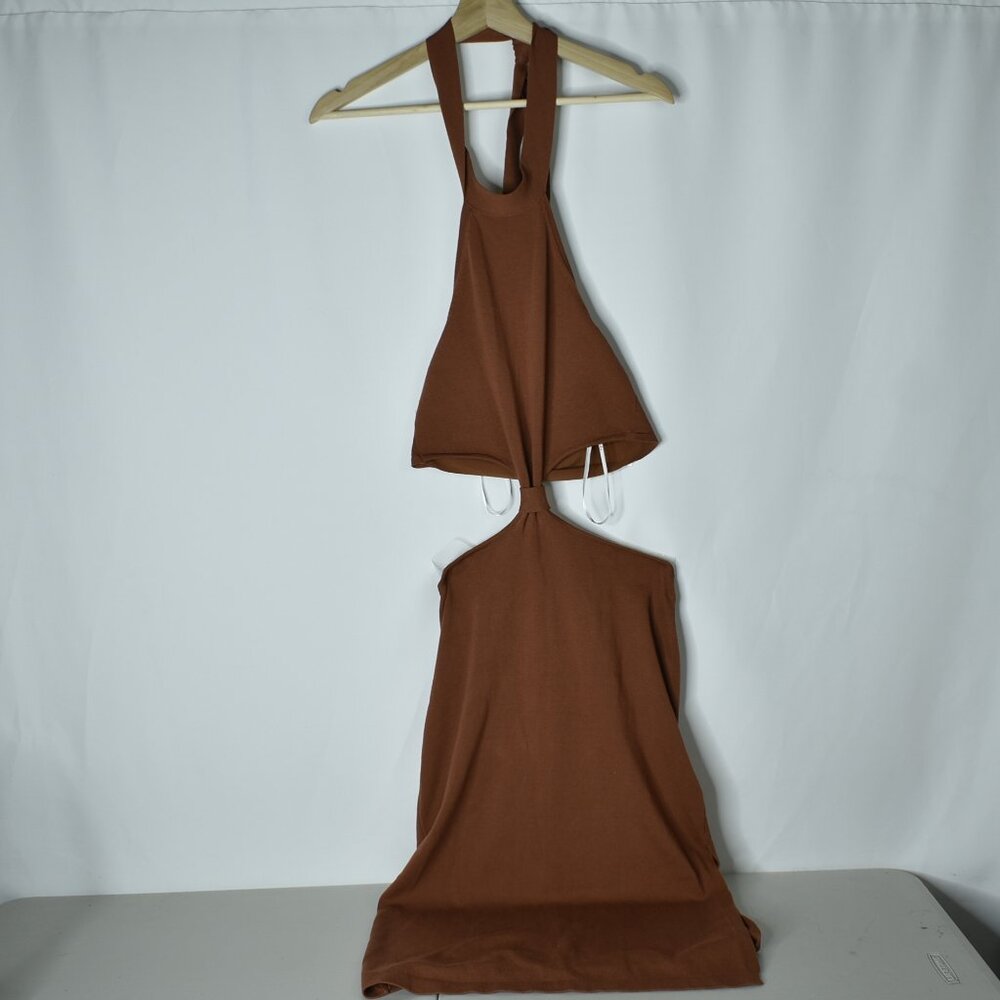 Lulus Women's Dress Cutout Knit Brown Side Slit Bodycon Stretch